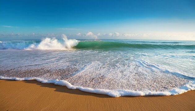 ocean waves rolling onto a sandy beach