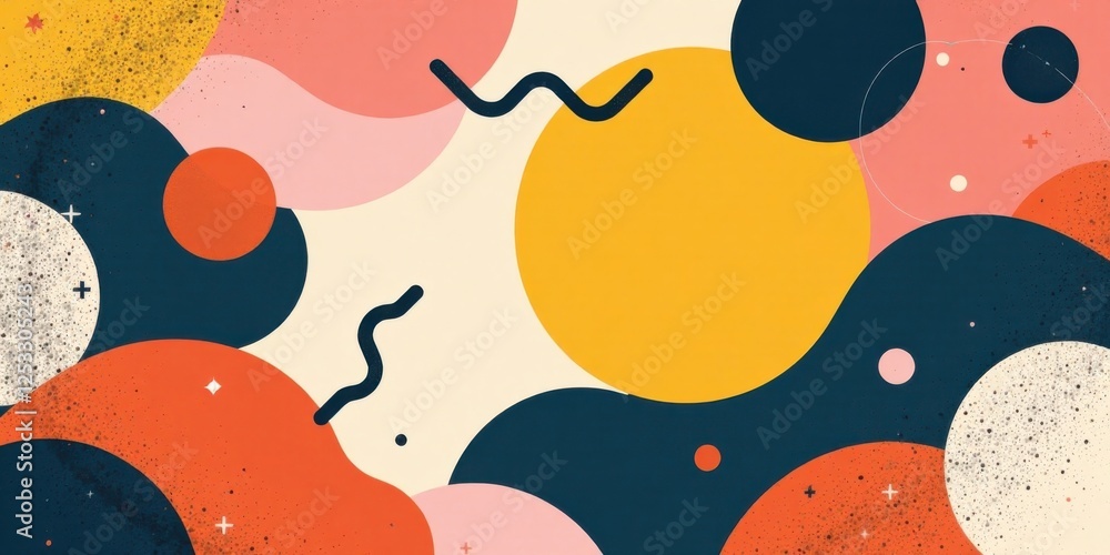 Poster Abstract Colorful Organic Shapes Background Design Featuring Overlapping Circles and Irregular Forms