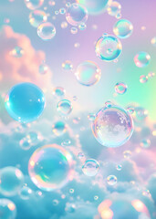Pastel Clouds with Floating Bubbles