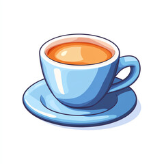Obraz premium A vibrant illustration of a steaming cup of coffee on a matching saucer. This design captures the essence of coffee culture, perfect for any beverage-related content.