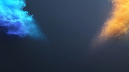 Dynamic blue and orange smoke swirls contrast sharply against a dark background. AI Generated