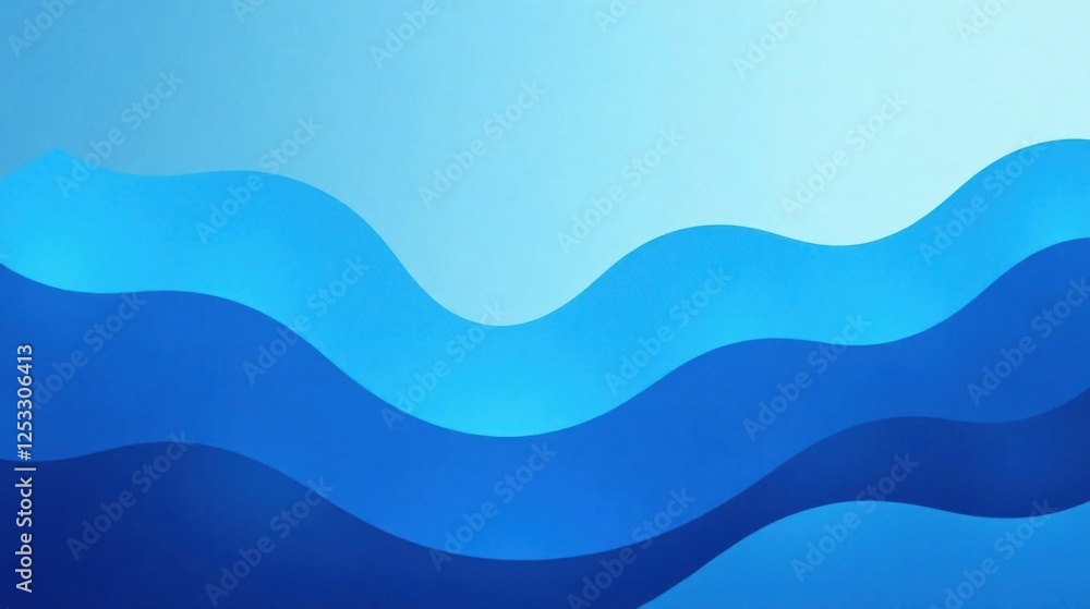 Poster serene blue wave abstract background design featuring undulating curves and gradient hues