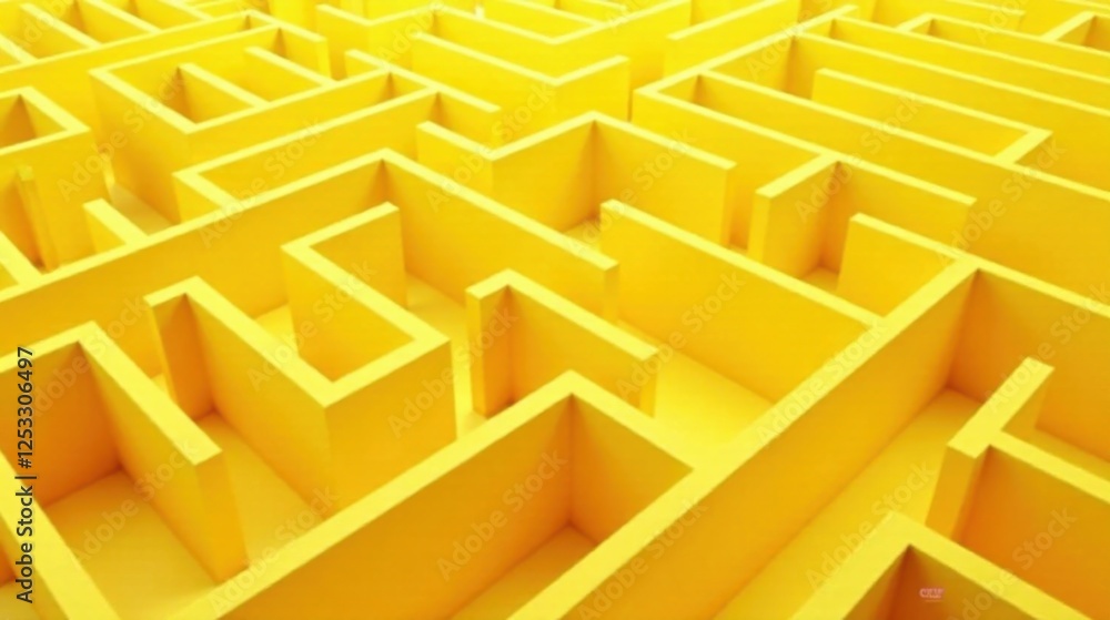 Aufkleber Intricate Yellow Maze A Complex Pattern of Walls and Pathways Representing Challenges and Solutions