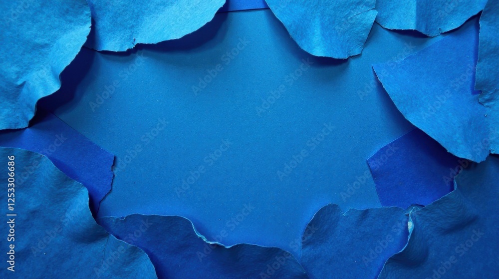 Aufkleber Abstract Blue Textured Background with Irregularly Shaped Frame and Central Space Ideal for Design Projects