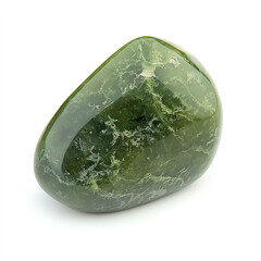 A smooth, vibrant green stone showcasing the beauty of nature. This polished jade gem features intricate patterns and textures, perfect for accentuating any decorative space.