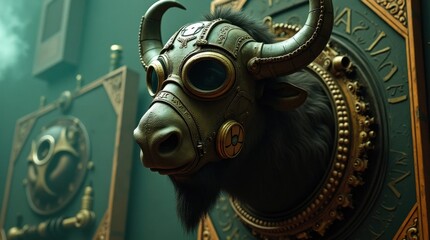 Fototapeta premium Steampunk Bison with Oversized Head