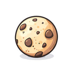 Fototapeta premium A delectable cartoon cookie featuring chocolate chips, perfect for adding a whimsical touch to any food-related project or design. Ideal for dessert and baking themes.
