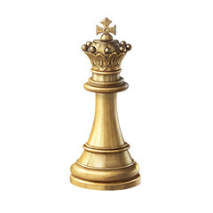 Luxury  golden King chess piece illustration isolated on white background. The queen chess piece illustration