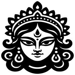 Durga Devi:  A striking and intricate line art illustration of the Hindu goddess Durga Devi, showcasing her powerful presence and spiritual significance.