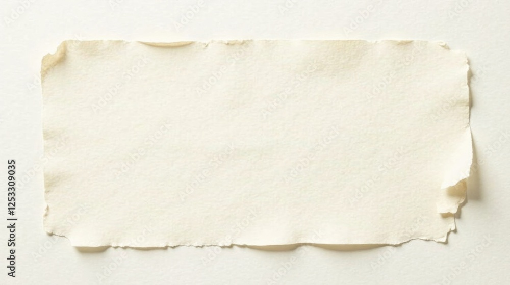 Aufkleber a textured off-white rectangular piece of paper with irregular, tattered edges, ideal for adding a r