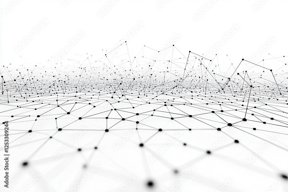Poster online social network, background 3d illustration. lines and dots connection technology background, 