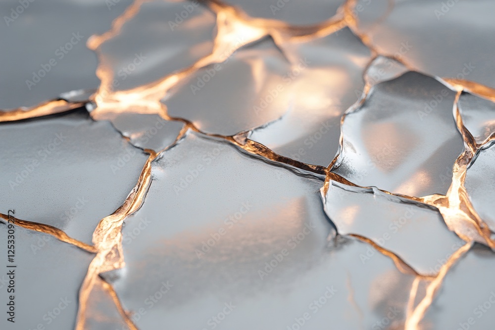 Poster the reflective metallic surface appears shattered, with deep cracks exposing an enchanting glow from