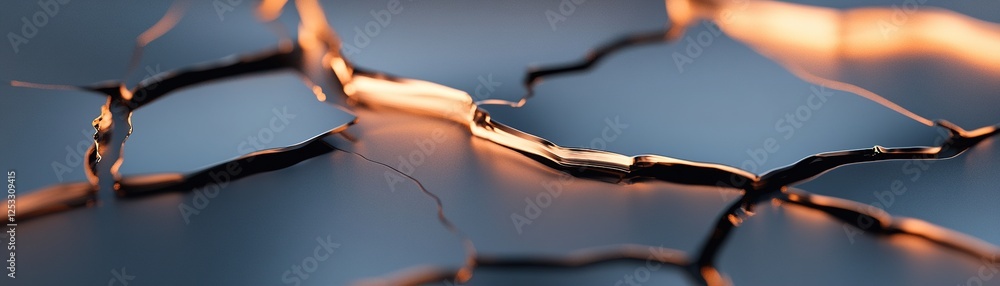 Aufkleber a metallic surface appears shattered, showcasing deep cracks that expose a glowing light underneath.
