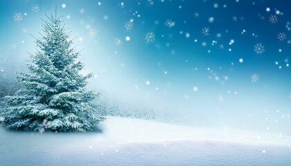 winter christmas background with snow tree and lots of copy space