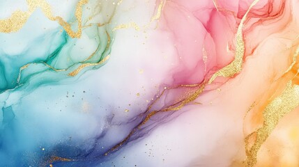 Fototapeta premium Abstract Colorful Background with Gold Accents and Fluid Patterns