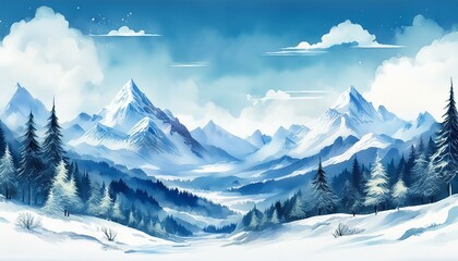 winter landscape with mountains