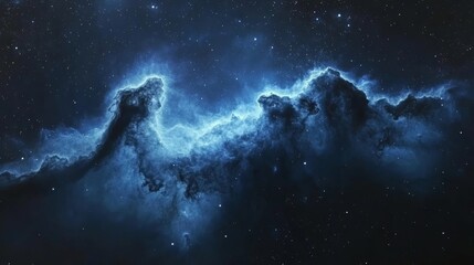 Fototapeta premium A beautiful starry sky with a blue hue, showcasing a nebula and galaxy in a vast space background, representing the endless expanses of the universe.
