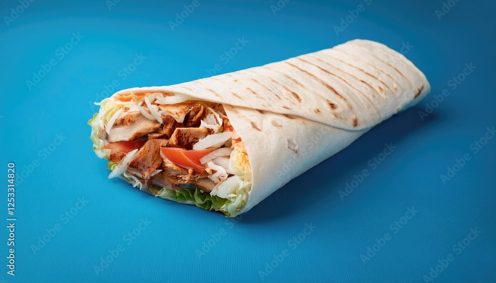 Wall mural Appetizing doner on a blue background