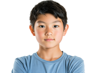 Portrait of a young boy in blue shirt and green tie, study in contrast style