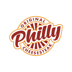 Obraz premium Cheese steak logo vector lettering design
