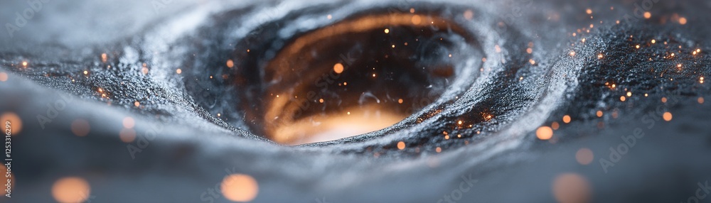 Poster a surreal vortex of black swirling energy captivates with its distorted surroundings, marked by hint