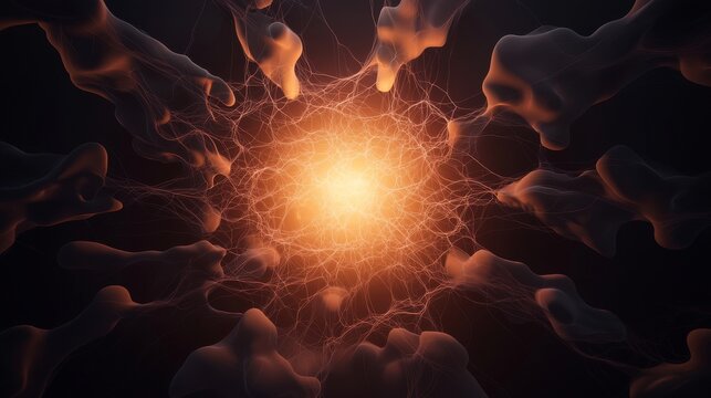 Brainstorm and discussion concept. Cosmic explosion with glowing center