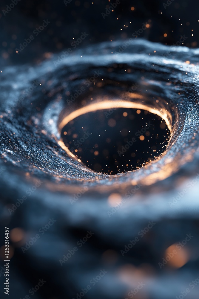 Poster a swirling vortex of black energy bends surrounding space, creating a surreal effect. hints of glowi