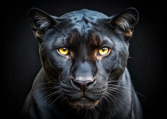 mysterious black panther in a stunning close-up with detailed fur texture

