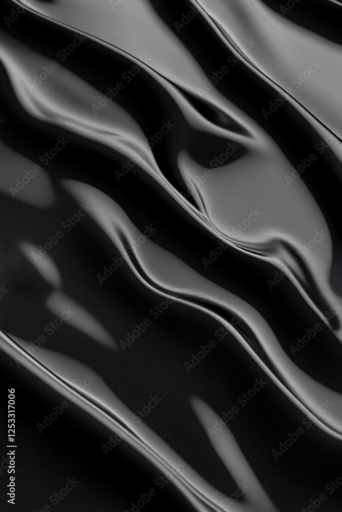 Aufkleber a mesmerizing wave of black silk flows with a smooth texture, its surface gently reflecting soft lig