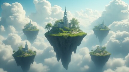 Giant Floating Islands in a Surreal Sky