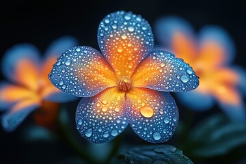 Dew-Kissed Blossom: A vibrant flower adorned with sparkling droplets showcasing the beauty of nature's delicate details