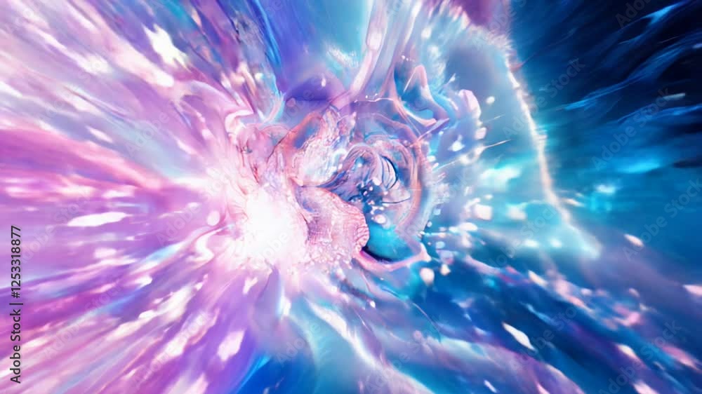 Poster single energy pulse building with enormous force and generating intense glowing energy output
