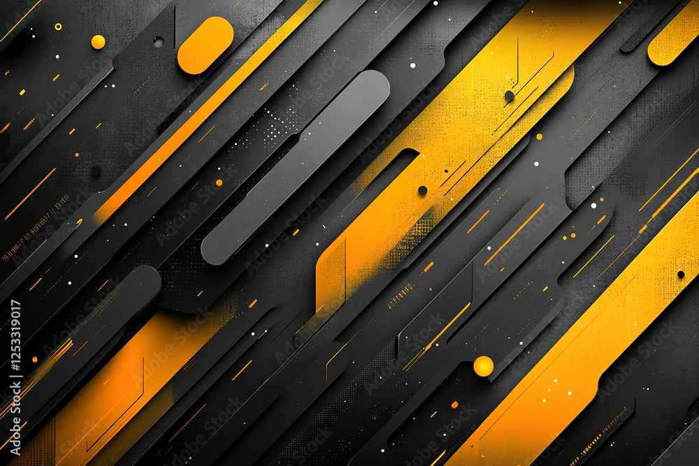 Aufkleber striking geometric art featuring yellow and gray diagonal lines on a textured black background creat