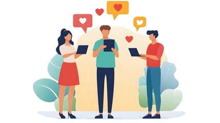 Fototapeta premium Diverse young professionals collaborating on a social media campaign to boost audience engagement