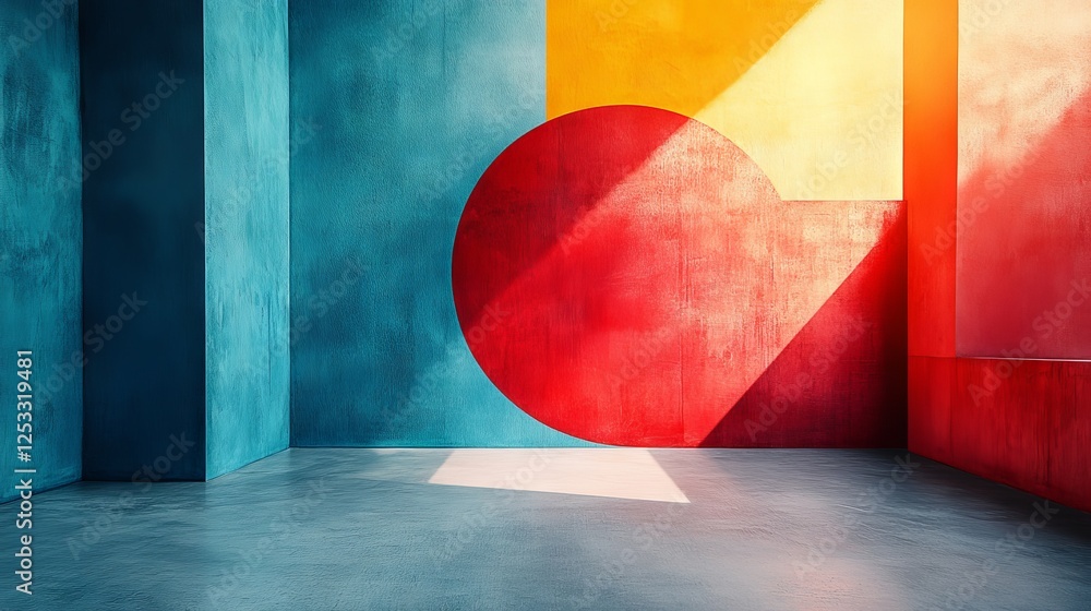 Aufkleber architectural abstraction featuring a spectrum of colors and geometric forms, evoking a modern artis
