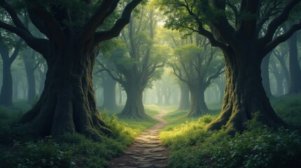 Enchanting Forest with Doorway Portals to Other Worlds