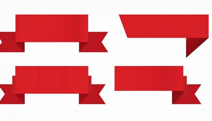 GenerateSet of red banner ribbon color. Flat bookmark sale tag website decorative design vectod