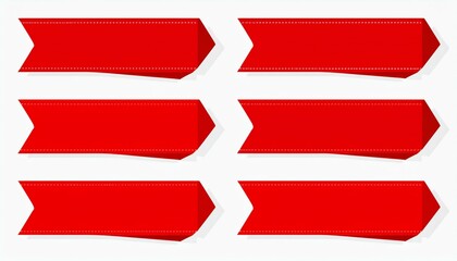 GenerateSet of red banner ribbon color. Flat bookmark sale tag website decorative design vectod