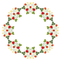 赤い苺の円フレーム7