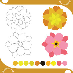 coloring book kids flower with beautiful shapes