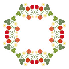 赤い苺の円フレーム1