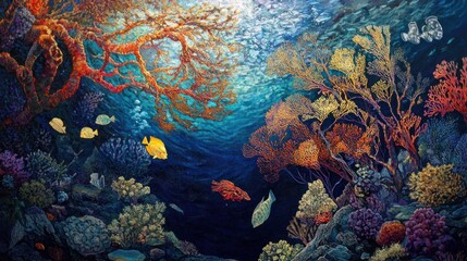 Underwater Coral Reef Paradise: Vibrant Marine Life and Colorful Corals