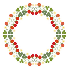 赤い苺の円フレーム2