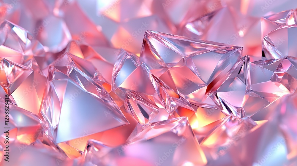 Poster sparkling pink crystals and gems creating a mesmerizing background