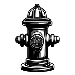 Fototapeta premium Vintage Fire Hydrant Urban Wall Decal Vector Illustration Detailed Industrial Design Black Emergency Equipment Sticker Street Art Safety Symbol Decoration