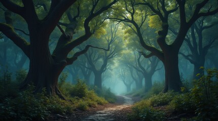 Obraz premium Spiraling Glow-in-the-Dark Forest