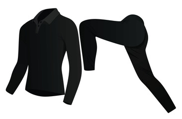 Black  running suit. t shirt and pants. vector
