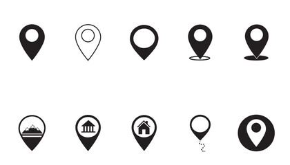 Location icon. Set of various style of location icon.