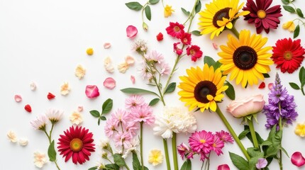 Naklejka premium Vivid Floral Arrangement with Sunflowers and Roses