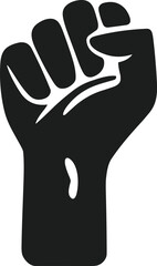 Black Raised Fist Icon - Symbol of Strength and Unity